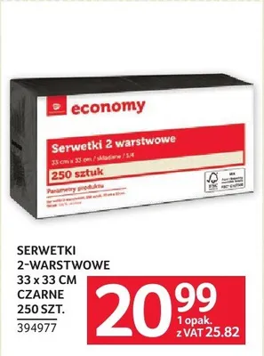 Serwetki 2-warstwowe 33 x 33 cm czarne 250 szt. promocja w Selgros
