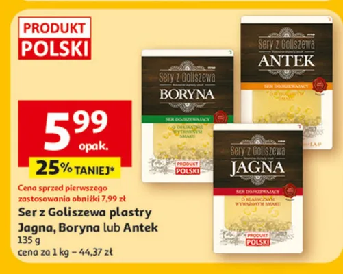 Ser z Goliszewo plastry Jagna, Boryna lub Antek promocja w Auchan