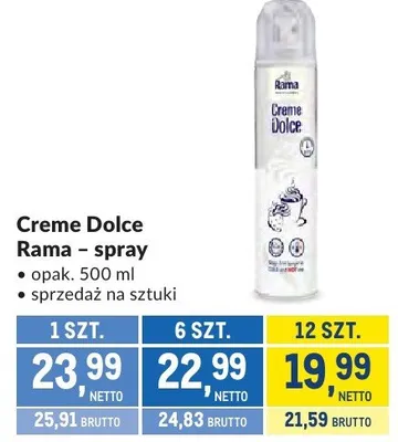 Creme Dolce mleko - spray promocja w Makro