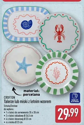Talerz obiadowy z letnim wzorem Crofton porcelana Ø 26,5cm 2-pak promocja w Aldi