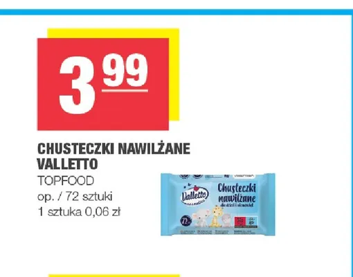 Chusteczki nawilżane Valletto promocja w SPAR