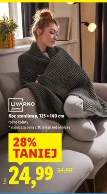 Koc szenilowy 125 × 140 cm promocja w Lidl