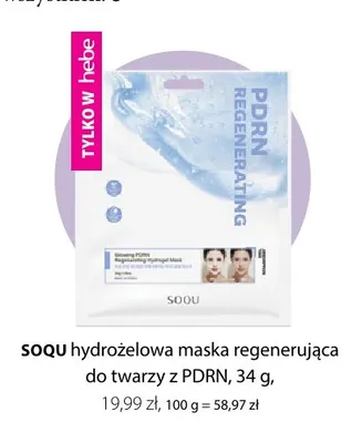 Hydrożelowa maska regenerująca do twarzy z PDRN SOQU promocja w Hebe