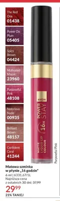 Matowa szminka w płynie 16 godzin Avon Power Stay promocja w AVON