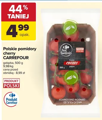 Pomidory cherry gałązka Carrefour polskie promocja w Carrefour