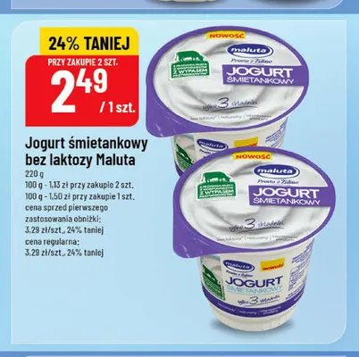 Jogurt śmietankowy bez laktozy Maluta promocja w POLOmarket