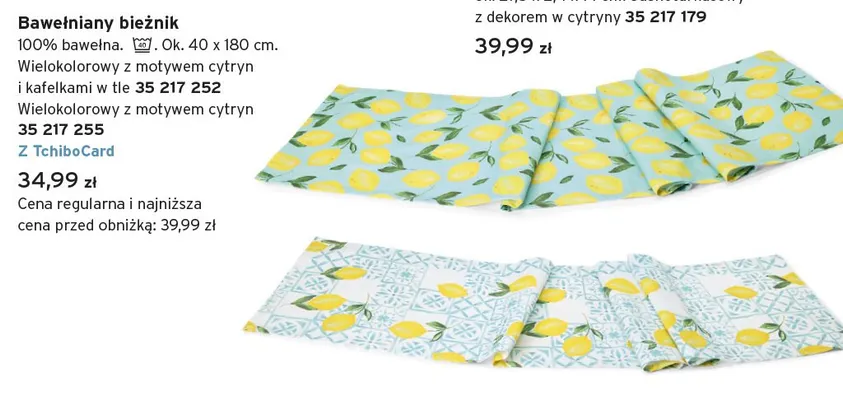 Bawełniany bieżnik wielokolorowy z motywem cytryn ok. 40x180cm promocja w Tchibo
