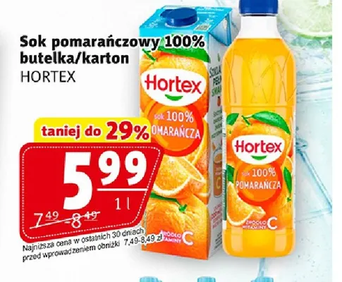 Sok pomarańczowy Hortex 100% promocja w Prim Market