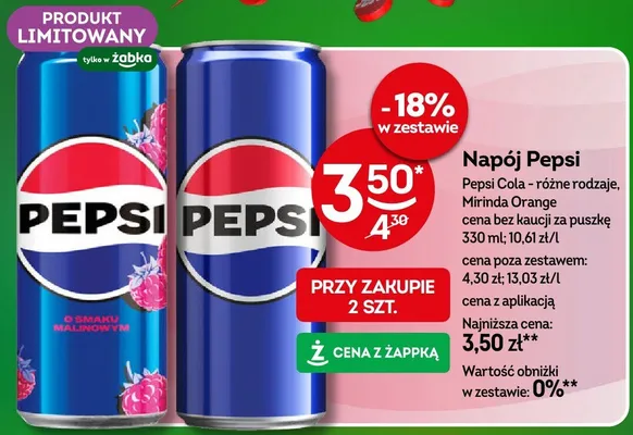 Napój Pepsi Cola - różne rodzaje, Mirinda Orange promocja w Żabka