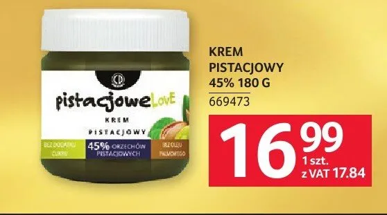 Krem pistacjowy Pistacjowe Love promocja w Selgros