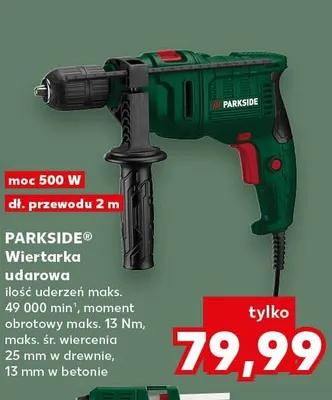 Wiertarka udarowa PARKSIDE moc 500W dł. przewodu 2m promocja w Kaufland