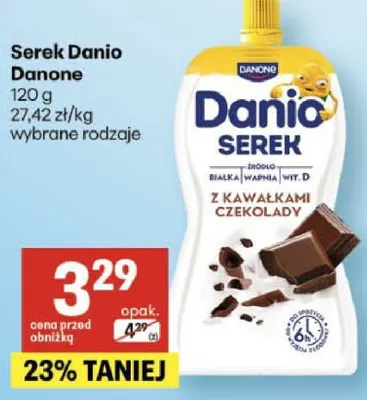 Serek Danio Danone z kawałkami czekolady promocja w Delikatesy Centrum