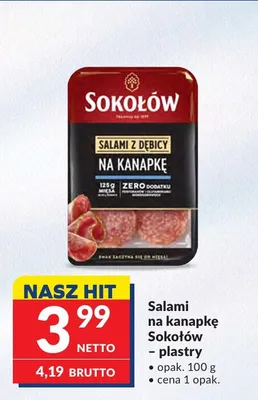 Salami na kanapkę Sokołów plastry promocja w Makro