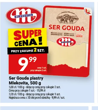 Ser gouda w plastrach Mlekovita promocja w Twój Market
