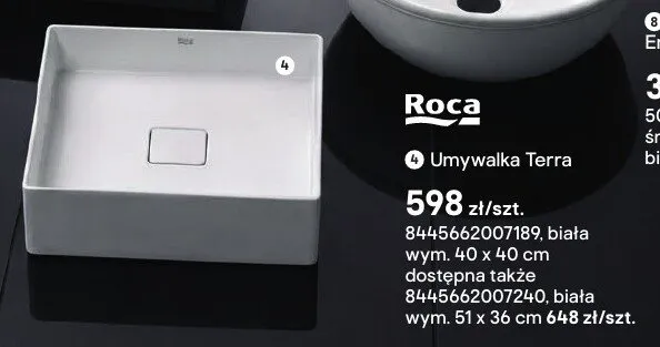 Umywalka nablatowa Roca Terra biała 40x40 cm promocja w Castorama