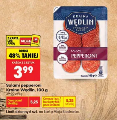 Salami pepperoni Kraina Wędlin promocja w Biedronka
