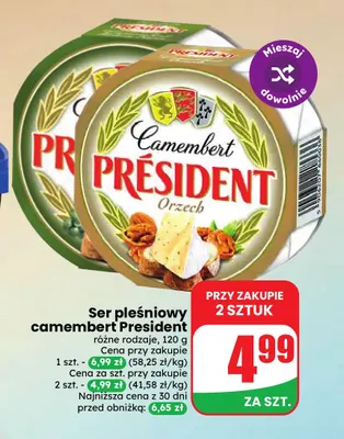 Ser pleśniowy camembert President promocja w Dino