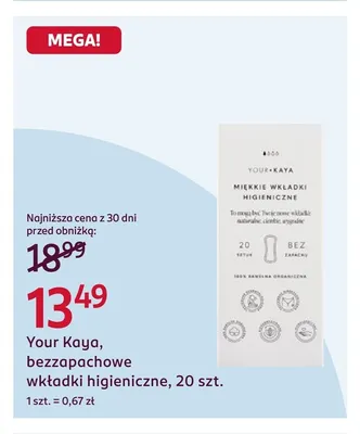 Bezzapachowe wkładki higieniczne Your Kaya promocja w Rossmann