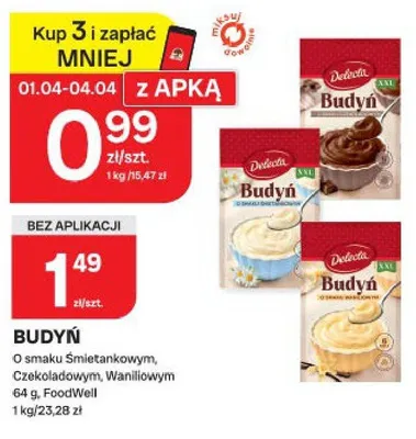 Budyń o smaku śmietankowym, czekoladowym, waniliowym promocja w Chorten