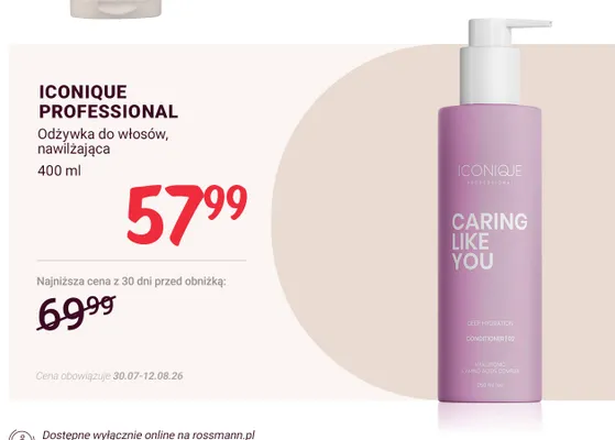Odżywka do włosów nawilżająca Iconique Professional Caring Like You promocja w Rossmann