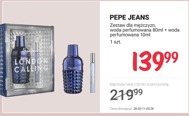 Zestaw dla mężczyzn - woda perfumowana 80 ml + 10 ml promocja w Rossmann