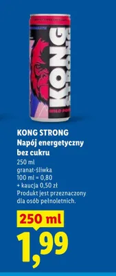 Napój energetyczny bez cukru KONG STRONG granat-śliwka promocja w Lidl