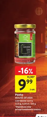 Pasta czerwone curry House of asia promocja w Intermarche