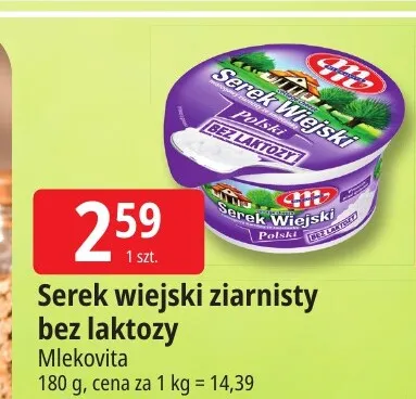 Serek wiejski ziarnisty bez laktozy Mlekovita promocja w Leclerc