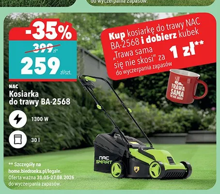 Kosiarka do trawy NAC BA-2568 1300W 30l promocja w Biedronka