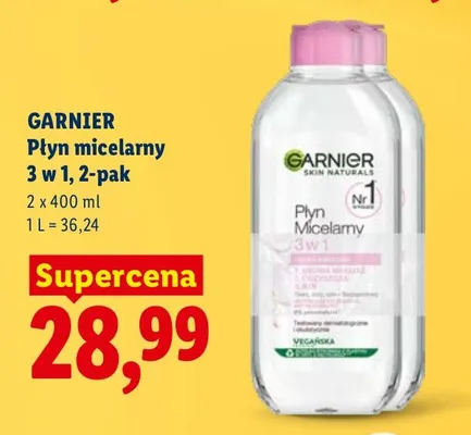 Płyn micelarny 3w1, 2-pak promocja w Lidl
