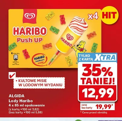 Lody Haribo Push Up Algida 4-pak 85 ml promocja w Kaufland