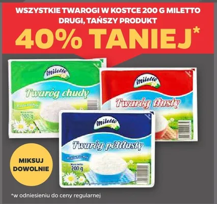 Twaróg tłusty w kostce Miletto promocja w Netto