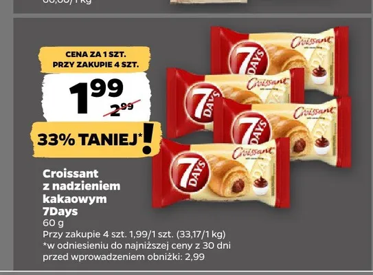 Croissant z nadzieniem kakaowym 7Days promocja w Netto