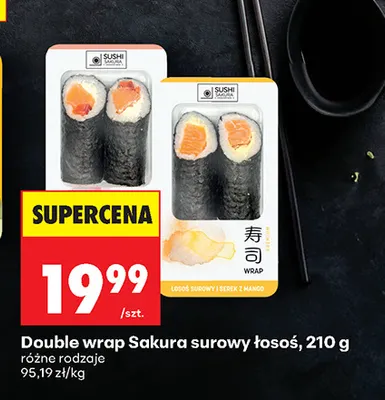 Double wrap Sakura surowy łosoś promocja w Biedronka