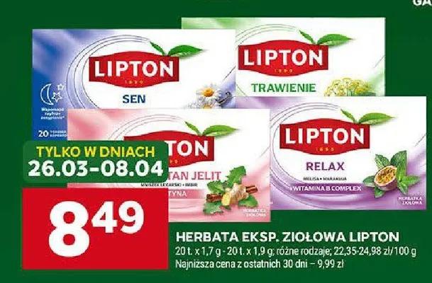 Herbata eksp. ziołowa sen, trawienie, relax promocja w Stokrotka