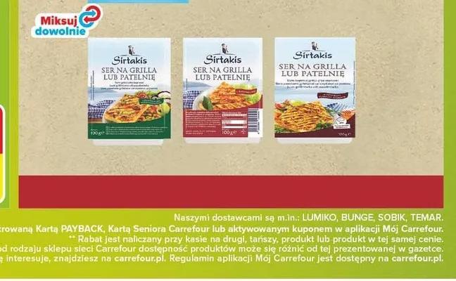 Ser Sirakis na grilla lub patelnię naturalny promocja w Carrefour Market