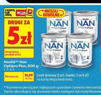 Mleko modyfikowane Nestlé Nan Optipro Plus 5 promocja w Biedronka