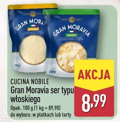 Gran Moravia ser typu włoskiego w płatkach lub tarty promocja w Aldi