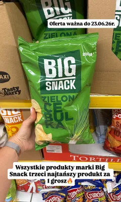 Chipsy Big Snack Zielona Cebulka promocja w Dino