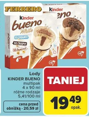 Lody Kinder Bueno multipak promocja w Carrefour Market