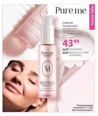 Serum do twarzy rekonstruujące skórę i odnawiające objętość TimelessAGE Pure me promocja w Hebe