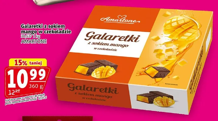 Galaretki z sokiem mango w czekoladzie Amartone promocja w Prim Market