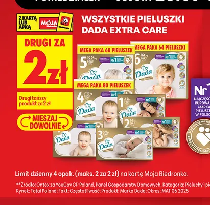 Pieluszki Dada Extra Care 4 Mega Paka promocja w Biedronka