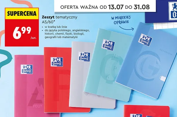 Zeszyt tematyczny Oxford A5/60 do matematyki promocja w Biedronka