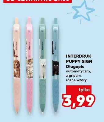 Długopis automatyczny z gripem Interdruk Puppy Sign promocja w Kaufland