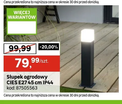 Słupek ogrodowy CIES E27 45cm IP44 promocja w Leroy Merlin