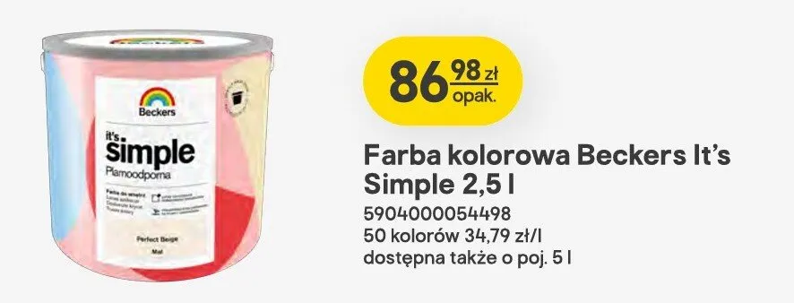 Farba kolorowa Beckers It's Simple promocja w Castorama