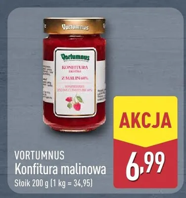 Konfitura malinowa Vortumnus promocja w Aldi