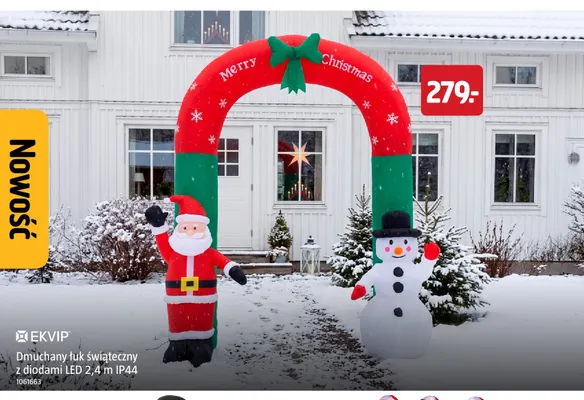 Dmuchany łuk świąteczny z diodami LED 2,4 m IP44 Ekvip promocja w Jula