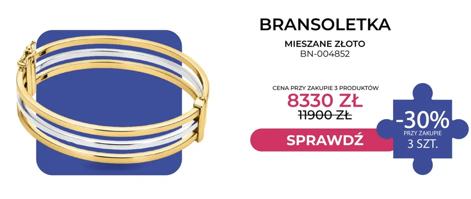 Bransoletka mieszane złoto Briju BN-004852 promocja w Briju